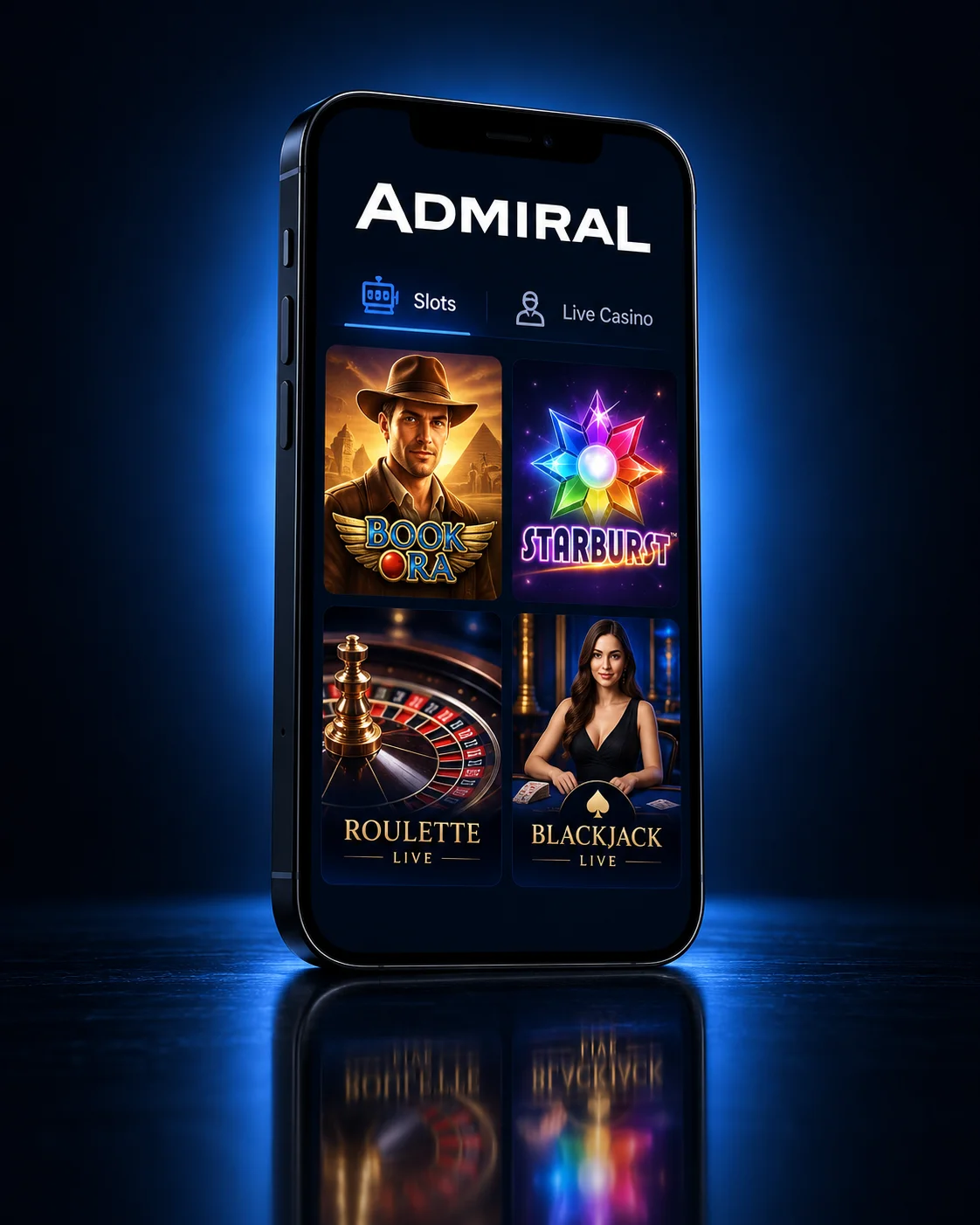 Admiral Casino auf dem Smartphone, Illustration