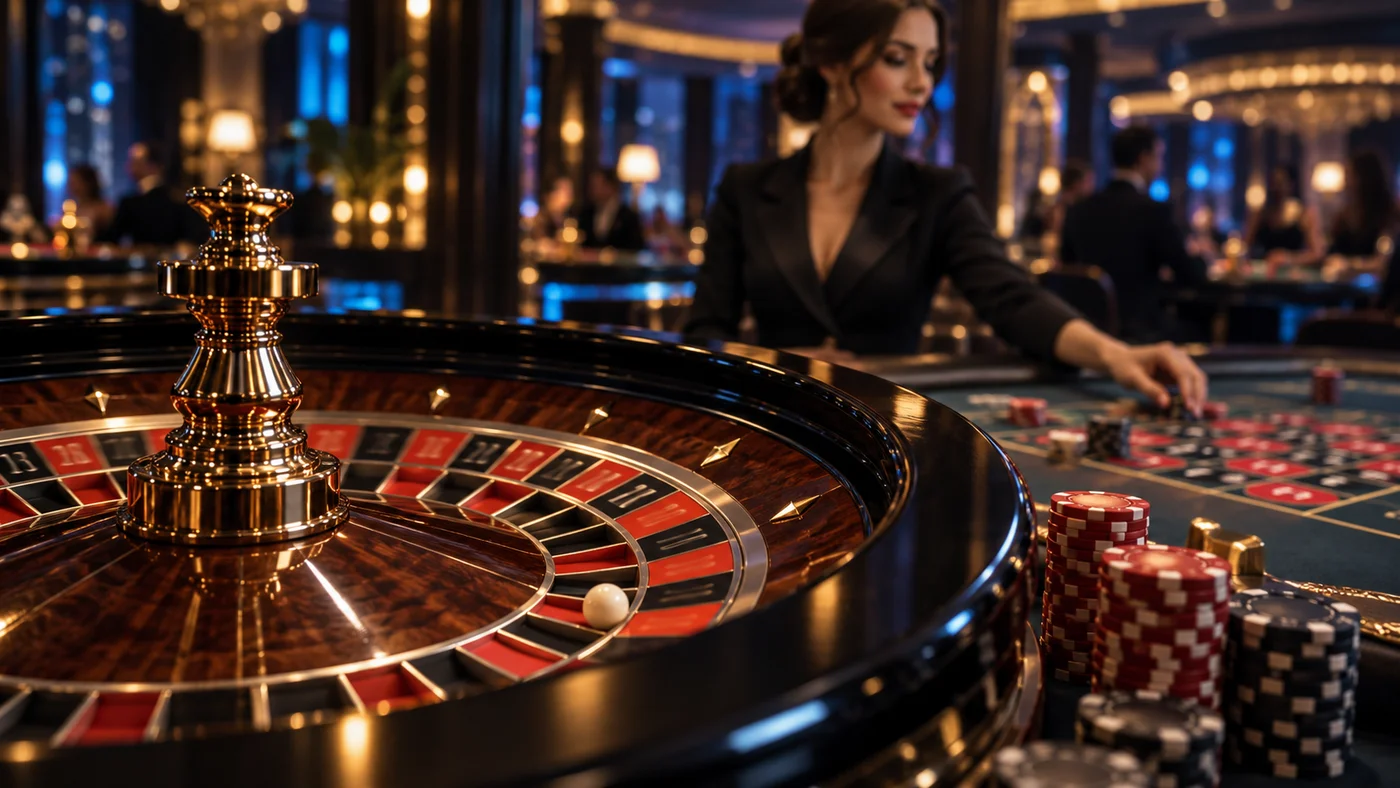 Roulette und Croupier im Casino